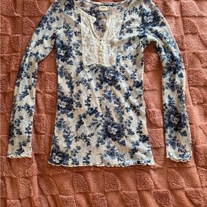 Denim & Supply Ralph Lauren Blue Floral Long Sleeve Top